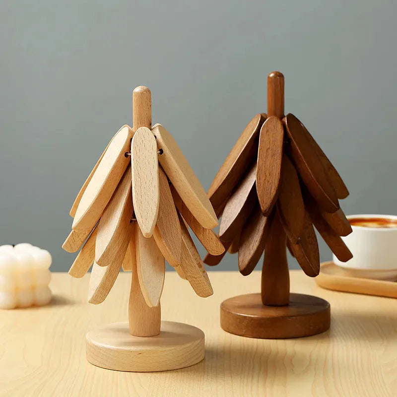 Wooden Christmas Tree Trivet – Heat Resistant Table Mat & Holiday Decor