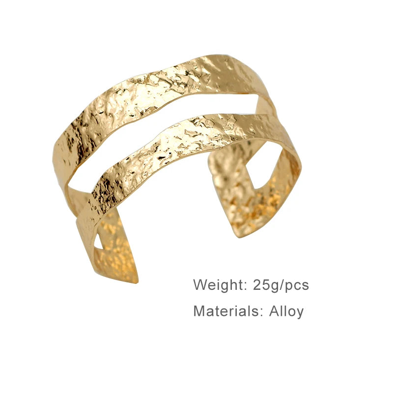 Women's Irregular Hammered Metal Cuff Bracelet