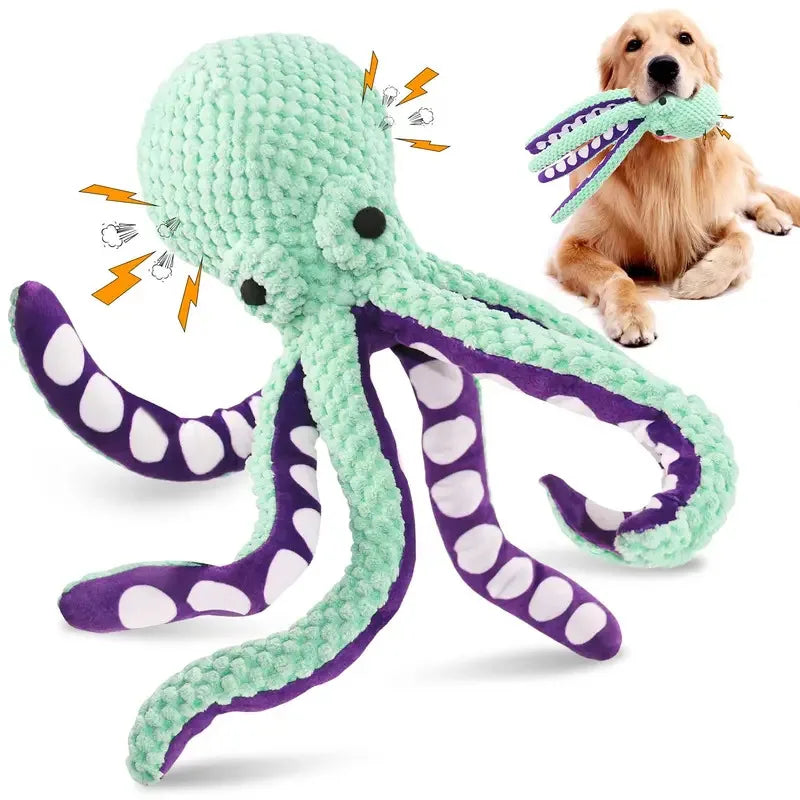 Octopus Plush Squeaky Toy for Dogs & Cats – Interactive Chew Toy