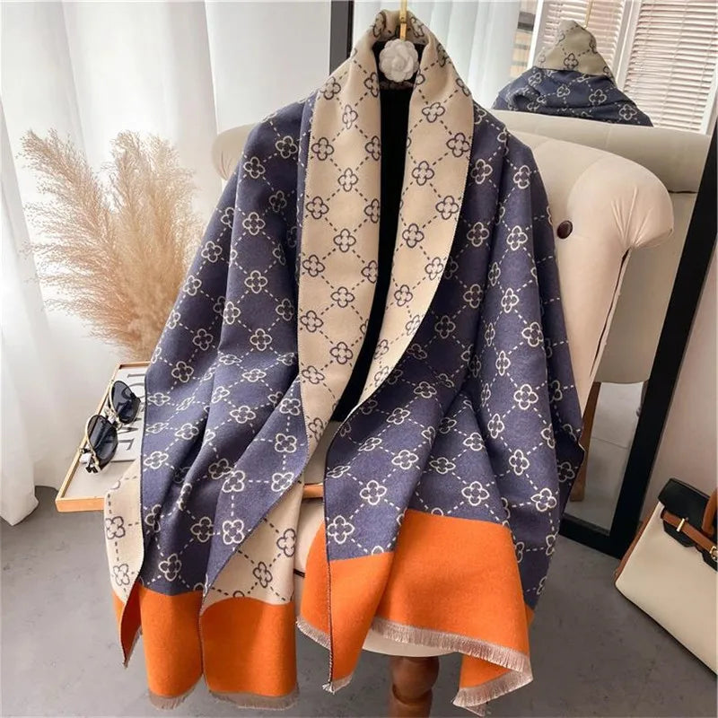 Women's Warm Patterned Poncho Shawl & Wrap