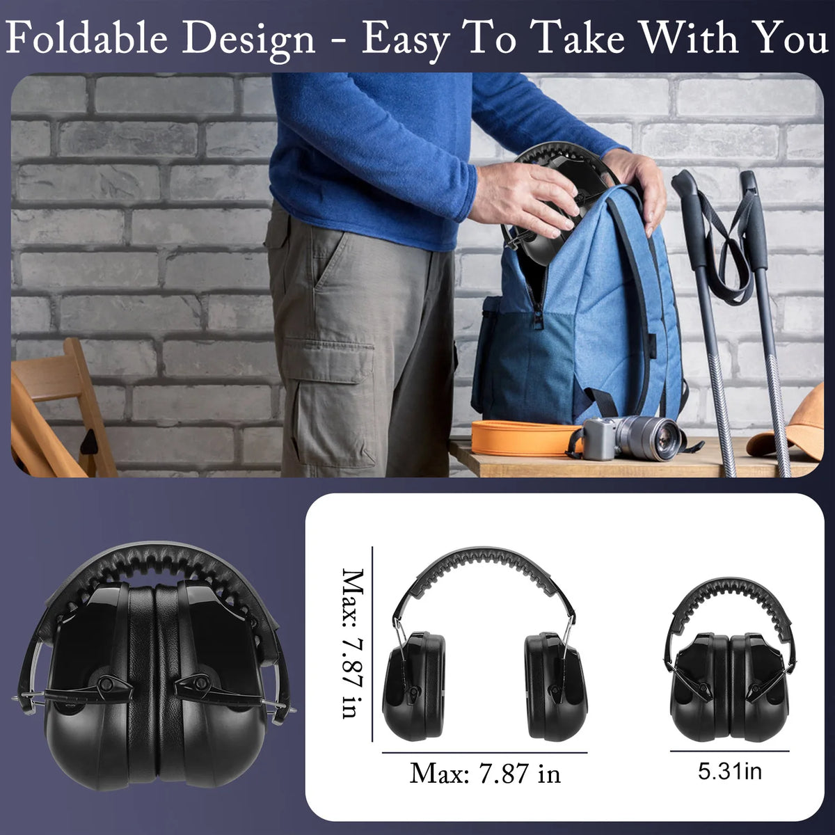 Adjustable Noise Reduction Earmuffs – SNR 34dB Hearing Protection