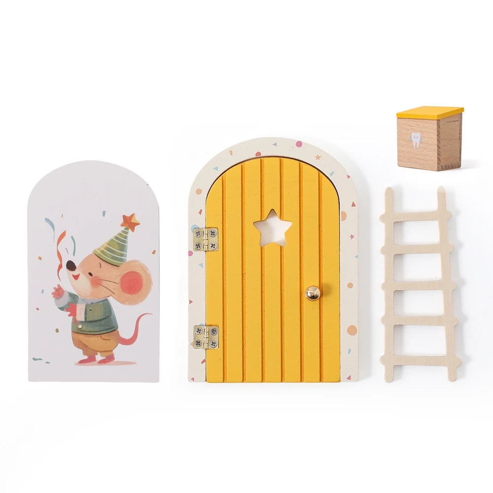 Mini Wooden Fairy Elf Door – Christmas Dollhouse Decoration
