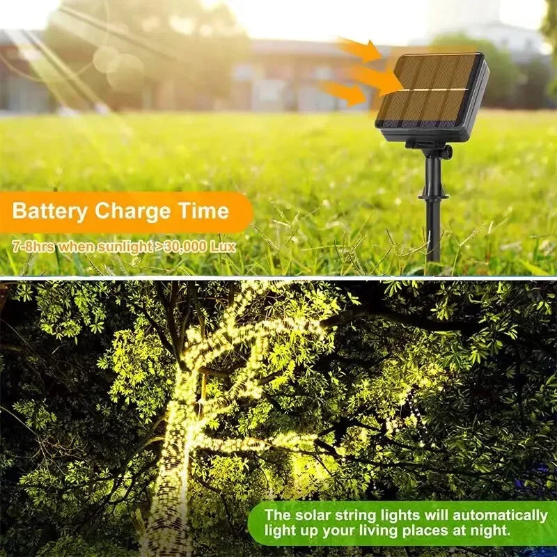 Solar LED Christmas String Lights – Waterproof Outdoor Fairy Lights