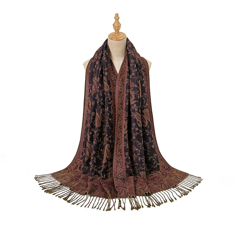 Women's Ethnic Paisley Pattern Large Scarf & Shawl