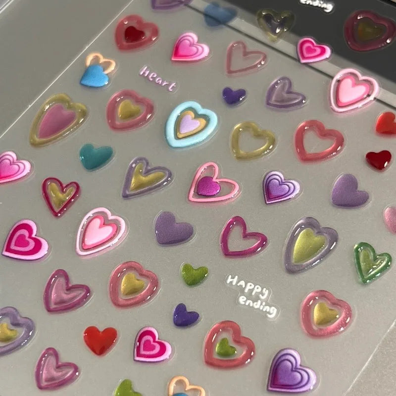 Colorful Jelly Heart Stickers – Cute 3D Scrapbook & Journal Decor