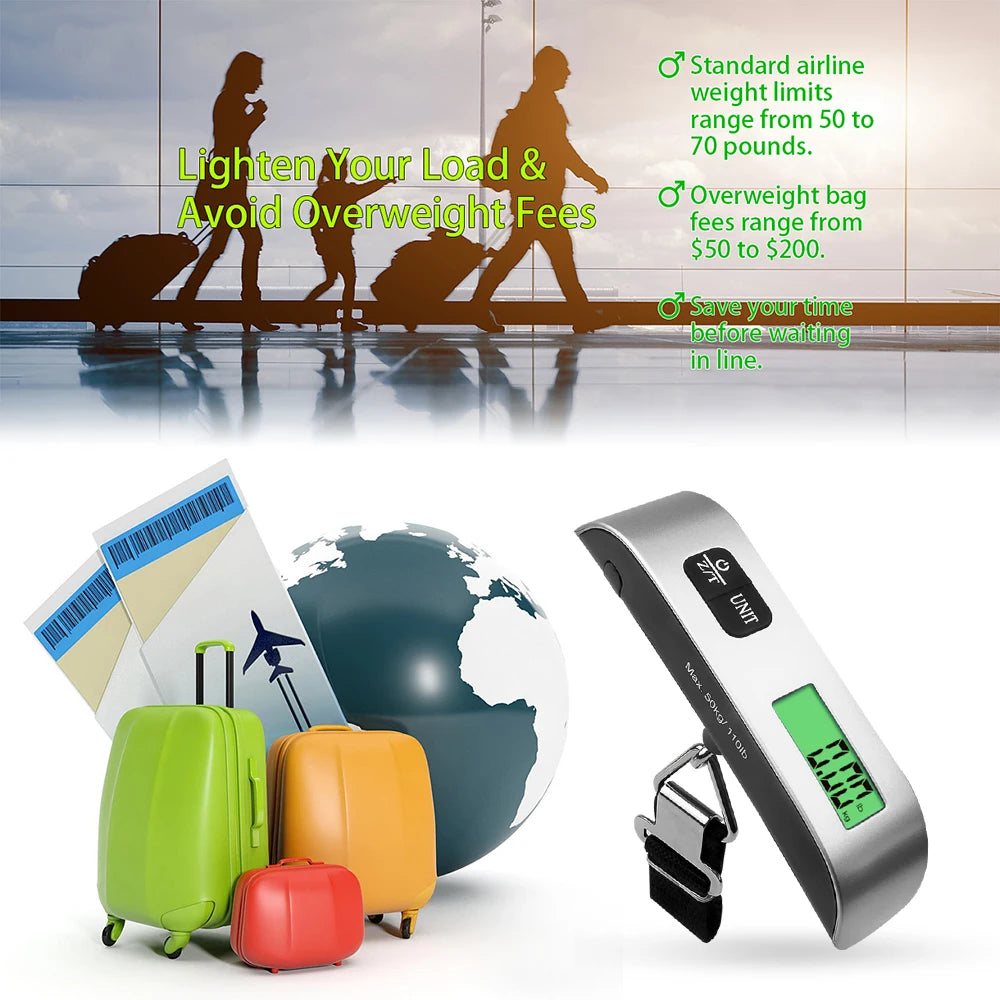 50kg Portable Digital Luggage Scale with LCD Display
