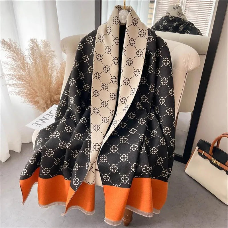Women's Warm Patterned Poncho Shawl & Wrap