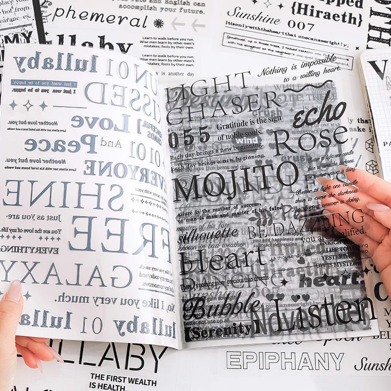 Large English Alphabet Sticker Book – DIY Scrapbooking & Journal Decor