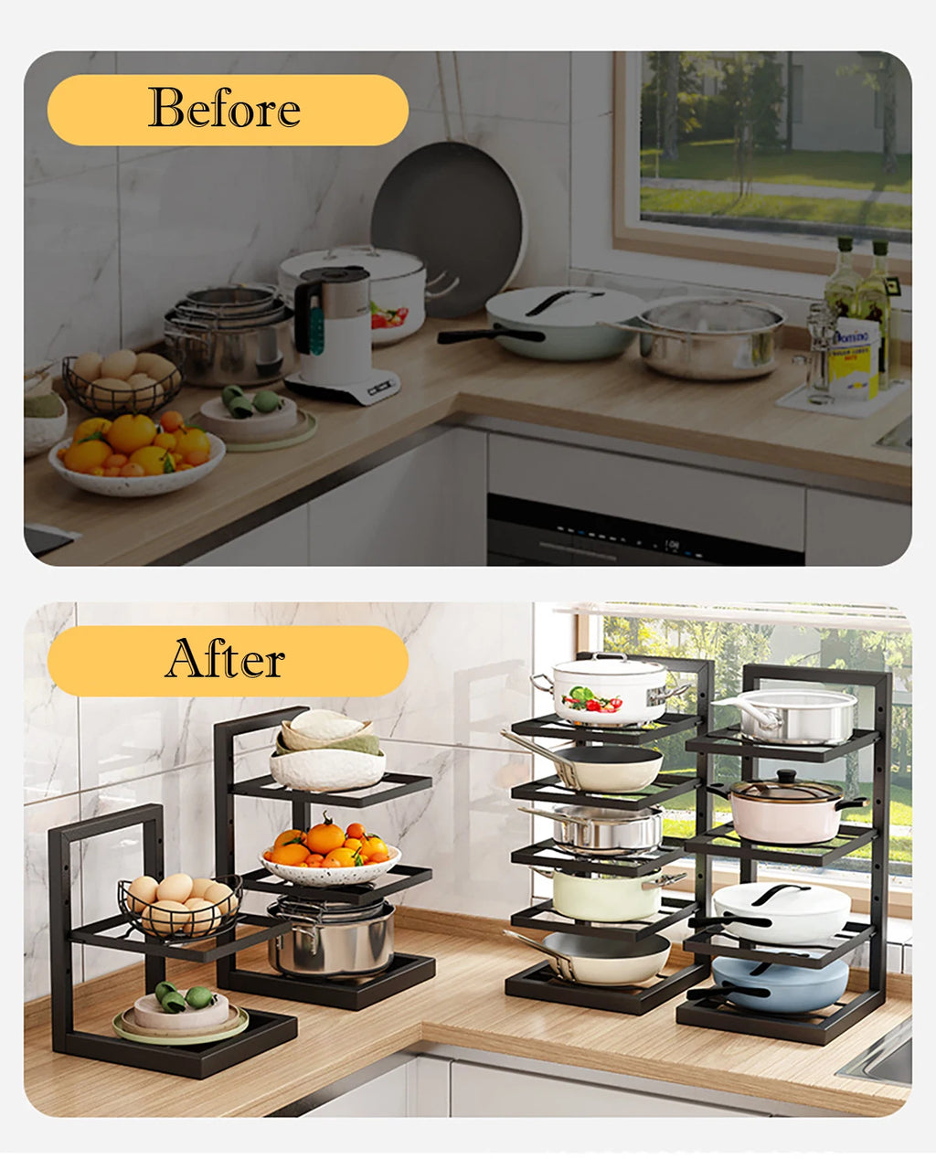 Adjustable Stainless Steel Pot & Pan Organizer Rack