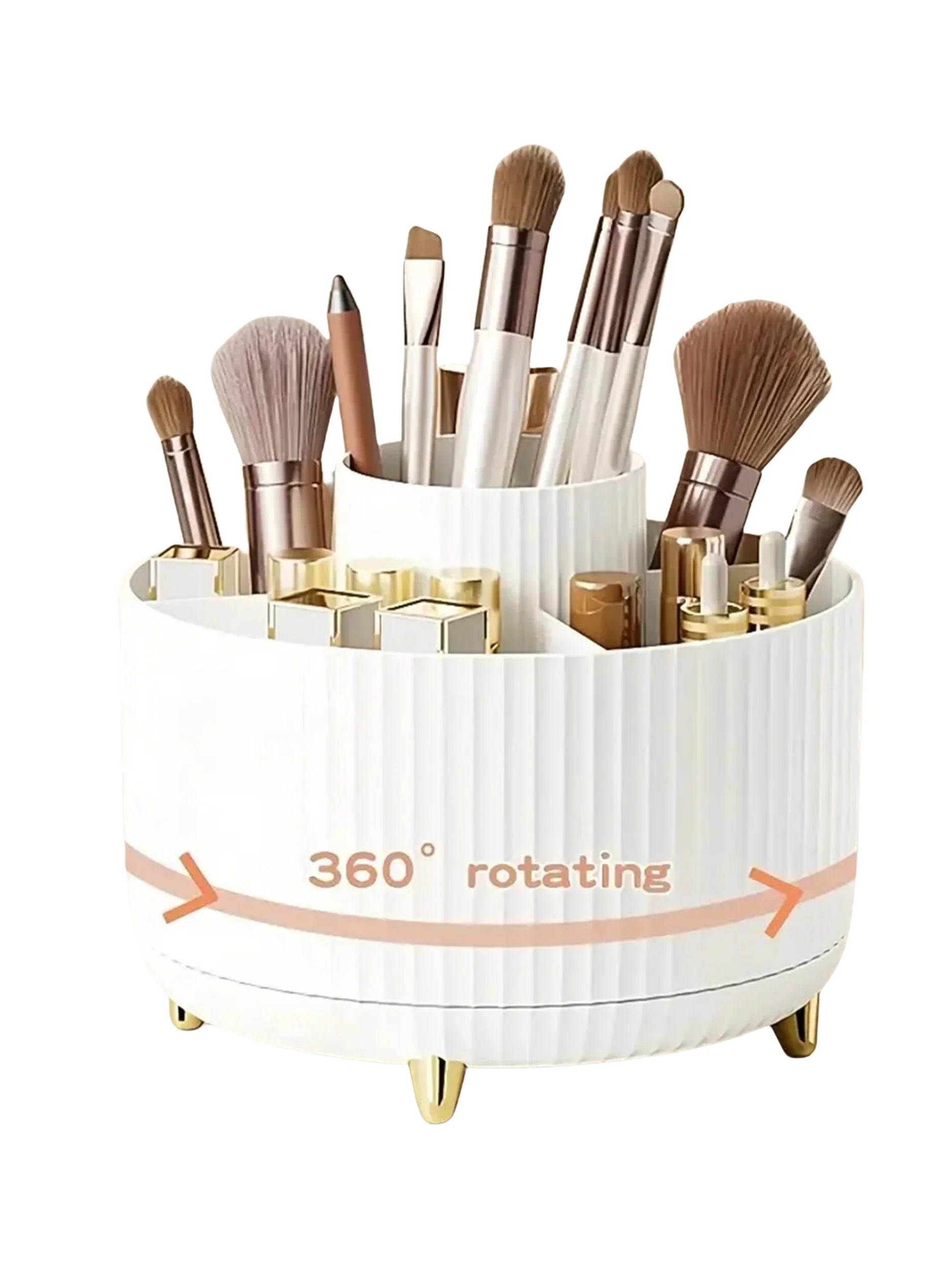 360° Rotating Makeup Organizer with Storage Compartments