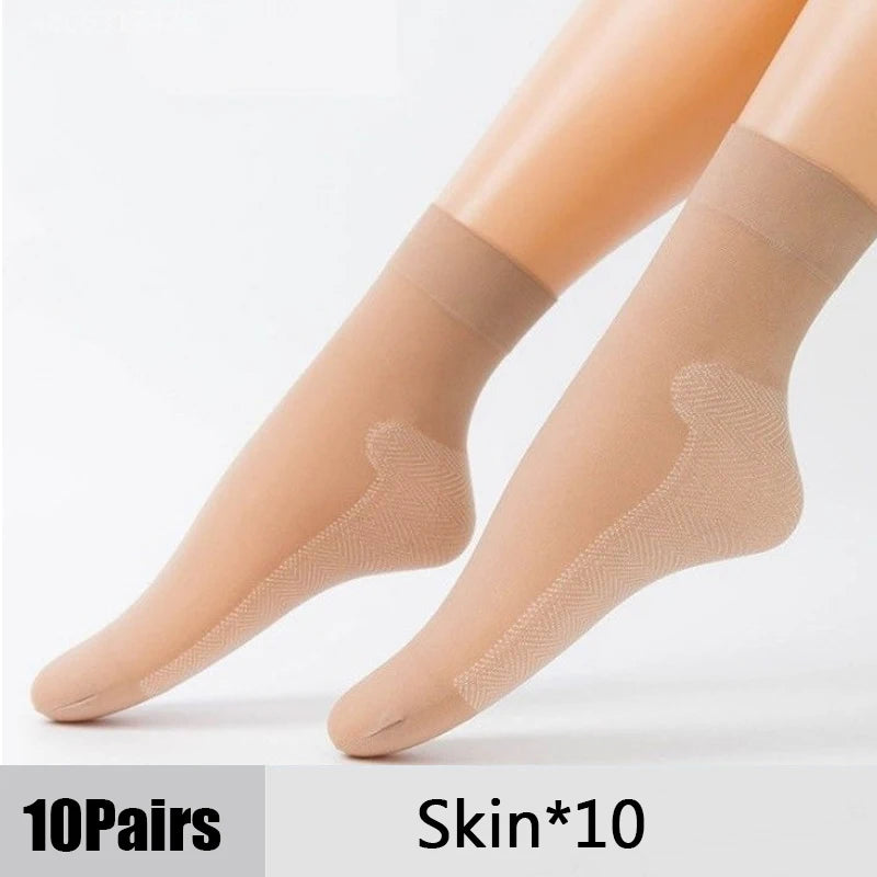 10-Pair Women's Ultra-Thin Summer Socks – Soft Breathable Everyday Socks