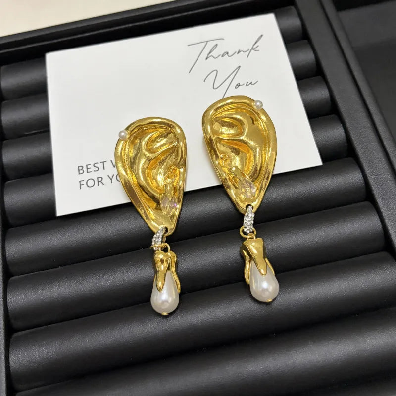Women's Pearl Pendant Drop Earrings