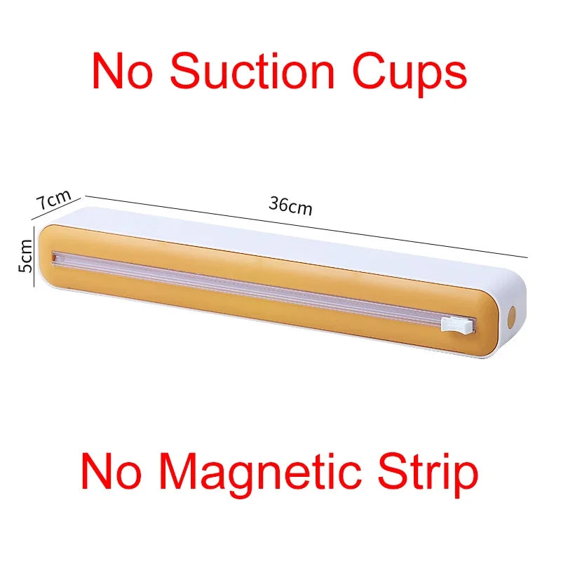 Magnetic Plastic Wrap Dispenser with Cutter – Kitchen Food Film Organizer