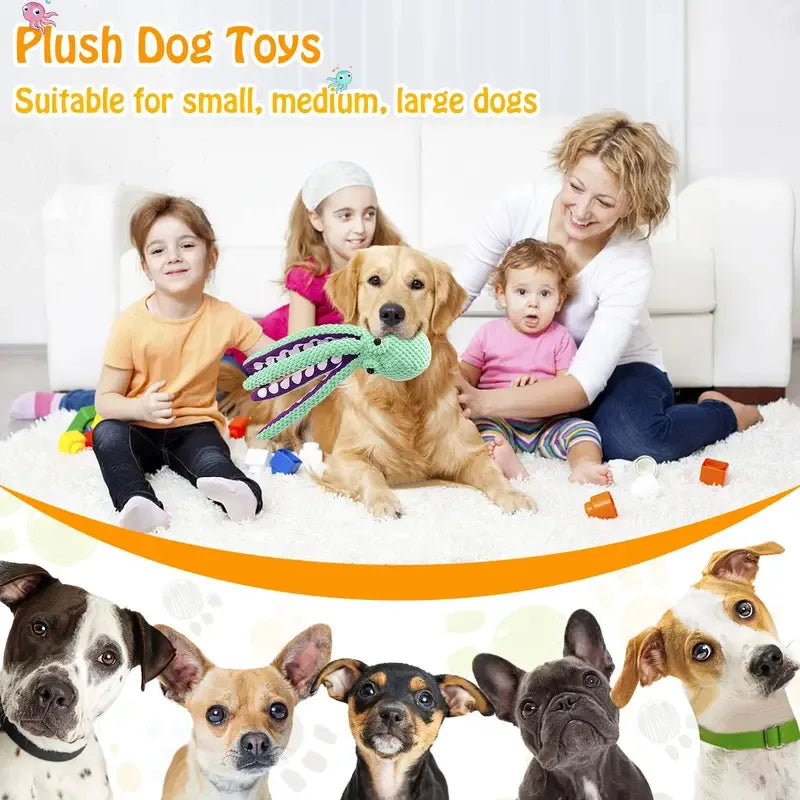 Octopus Plush Squeaky Toy for Dogs & Cats – Interactive Chew Toy