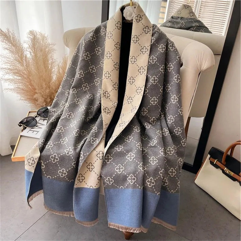 Women's Warm Patterned Poncho Shawl & Wrap