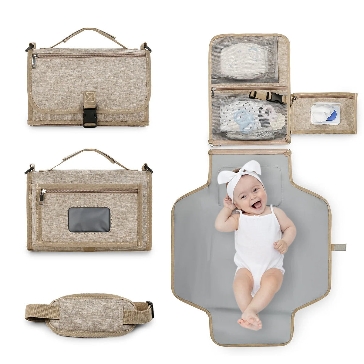 3-in-1 Baby Diaper Changing Pad – Waterproof Portable Travel Organizer