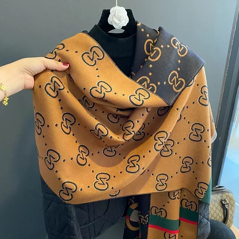 Women's Elegant Patterned Winter Scarf – Warm Fashion Shawl