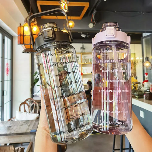 2L Large Capacity Water Bottle with Straw – Portable Sports & Travel Bottle