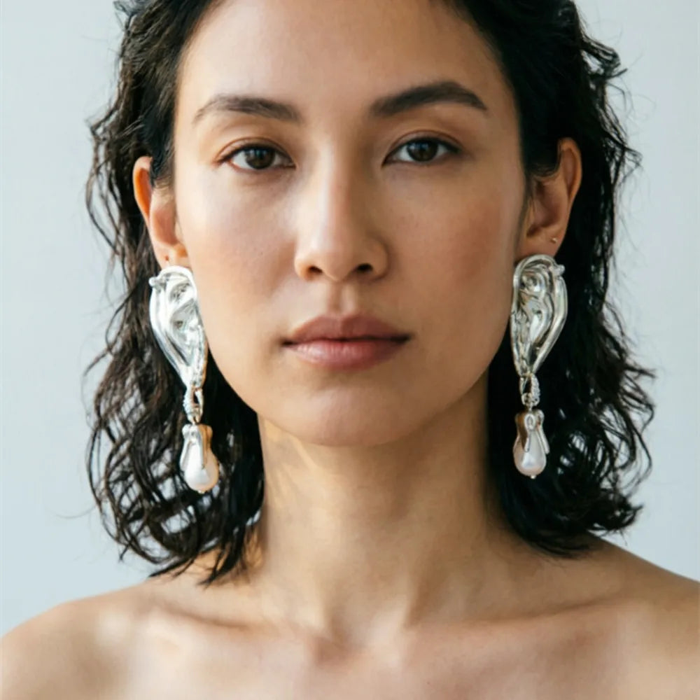 Women's Pearl Pendant Drop Earrings