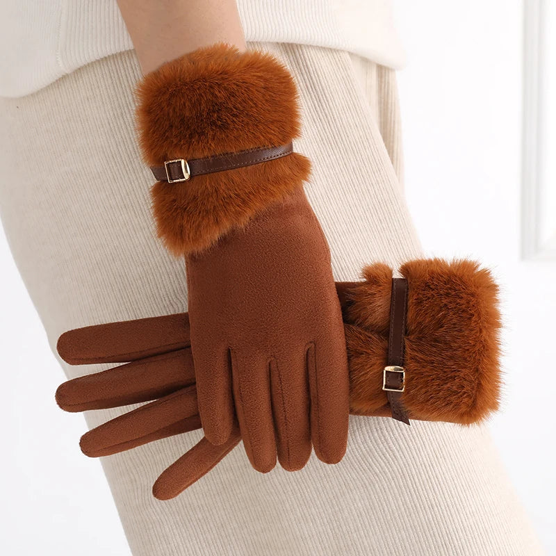 Women's Fleece-Lined Winter Gloves – Warm Windproof Touchscreen Gloves