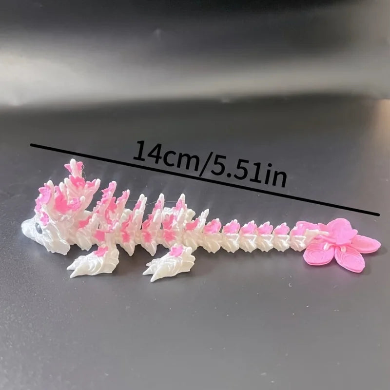 3D Printed Cherry Blossom Dragon Statue – Colorful Fantasy Decor