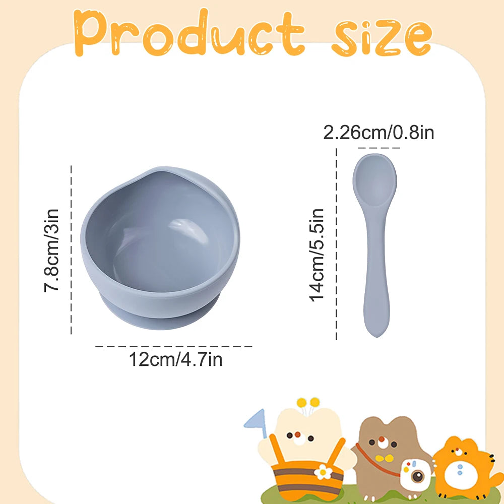 2-Piece Silicone Baby Suction Bowl Set – Feeding Tableware for Infants & Toddlers