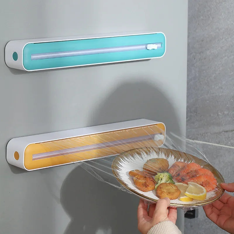 Magnetic Plastic Wrap Dispenser with Cutter – Kitchen Food Film Organizer