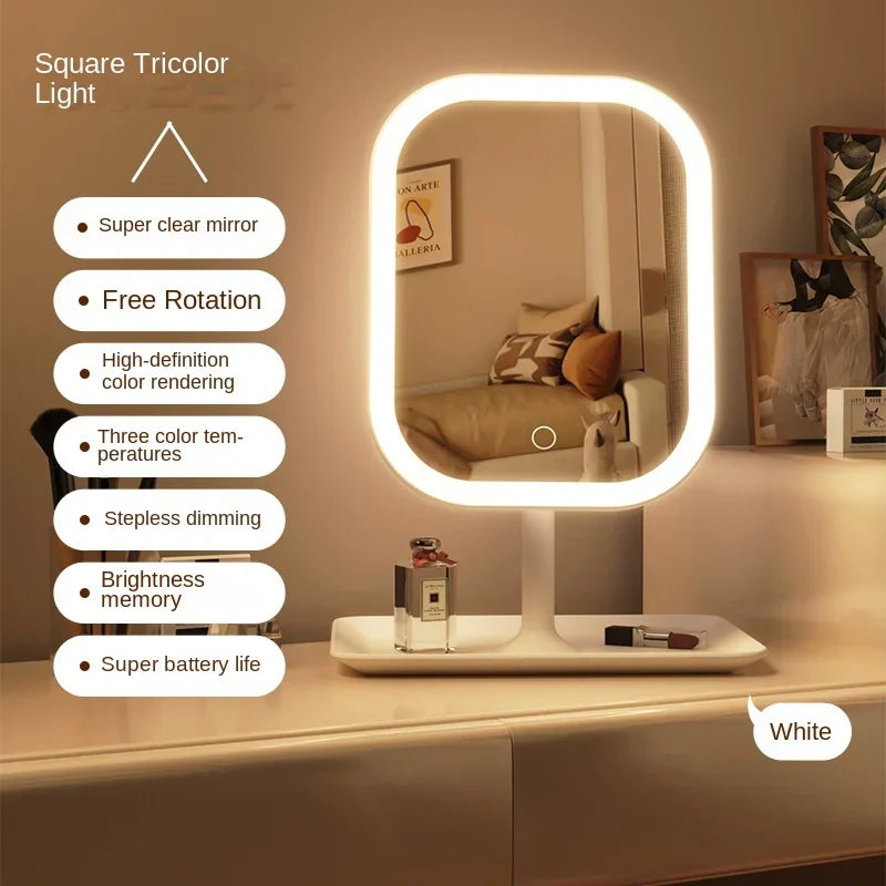 Portable LED Vanity Mirror with 3-Color Lighting