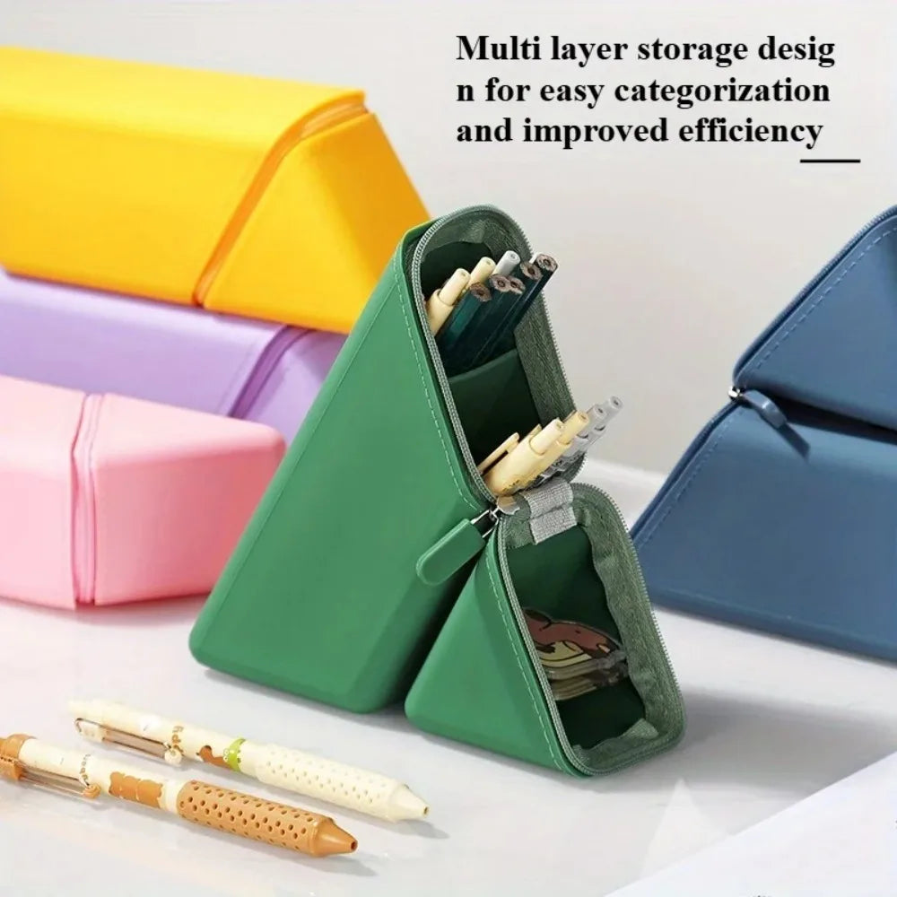 Foldable Silicone Pen Holder – Desktop Stationery Organizer