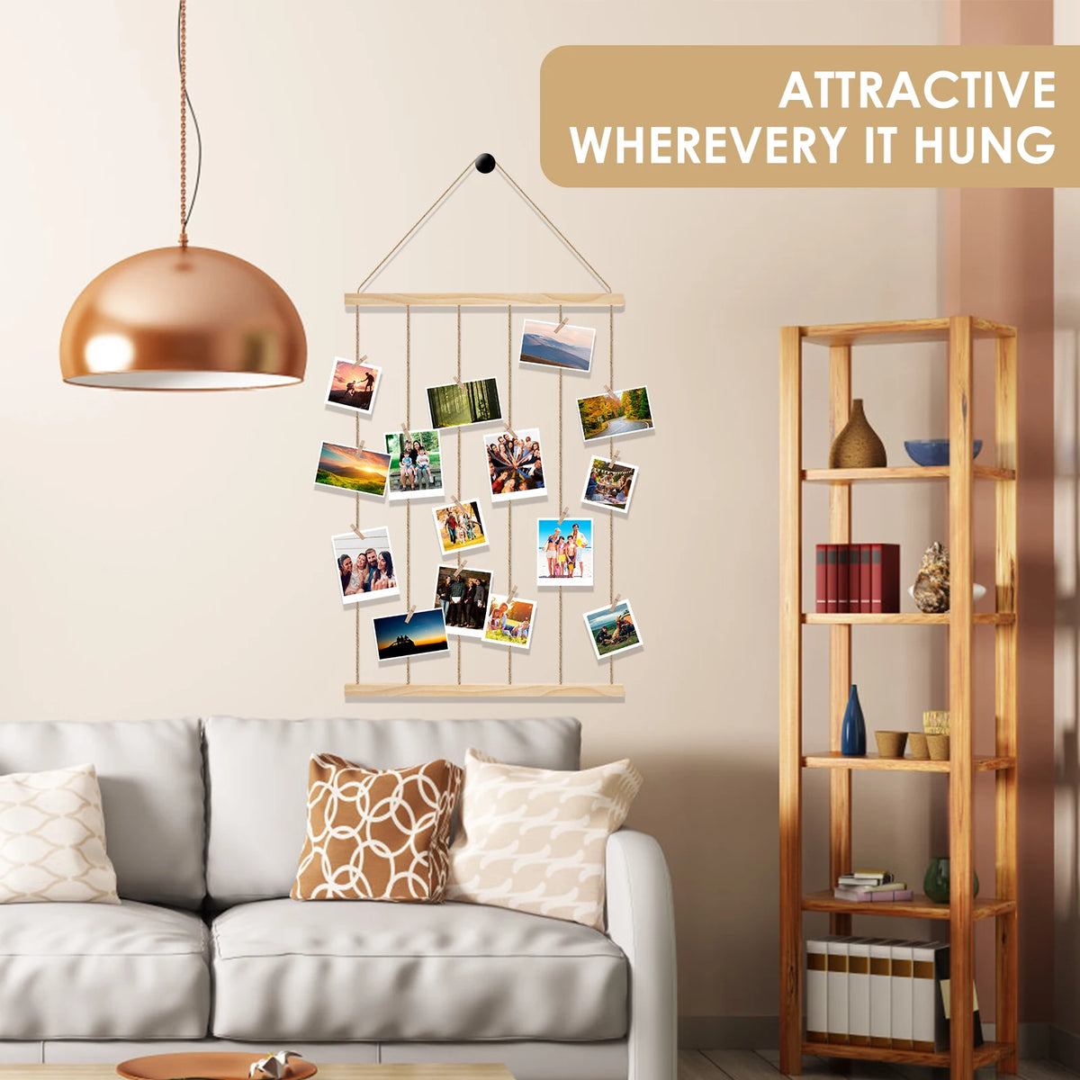 Wooden Hanging Photo Display Holder – Wall Picture & Collage Decor