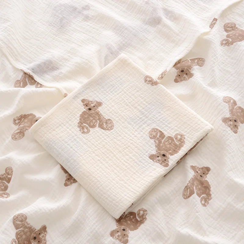 100×100cm Cotton Muslin Baby Swaddle Blanket – Soft Newborn Receiving Wrap