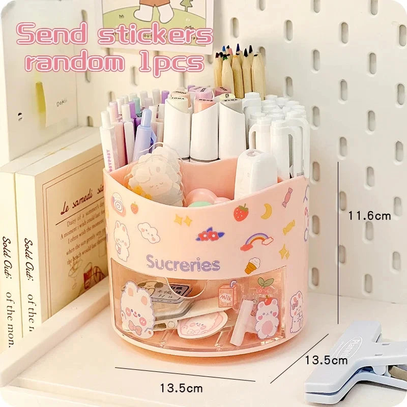 Rotating Pen Holder & Desktop Organizer – Cute Stationery Storage