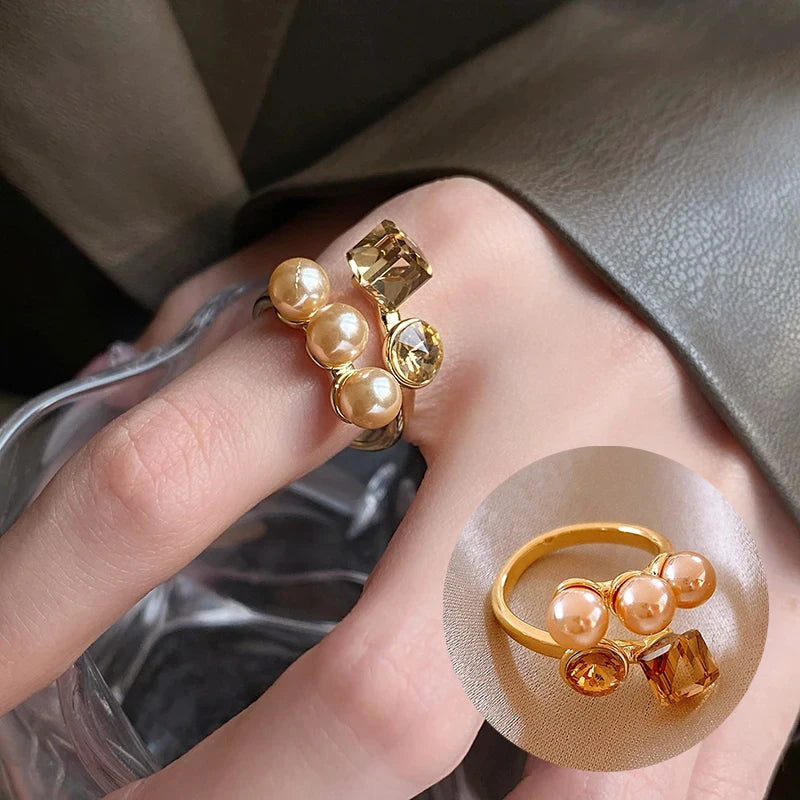 Women's Geometric Rhinestone Ring – Elegant Minimalist Fashion Jewelry