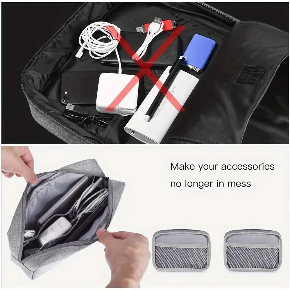 Travel Cable Organizer Bag – Portable Electronics & Cord Storage Pouch