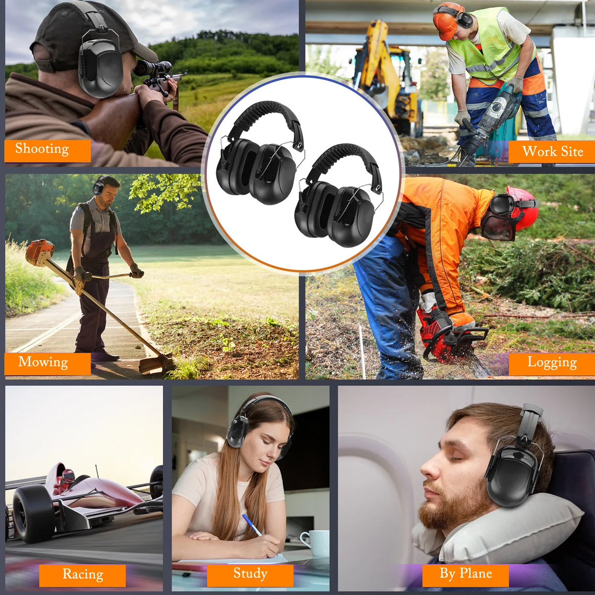 Adjustable Noise Reduction Earmuffs – SNR 34dB Hearing Protection