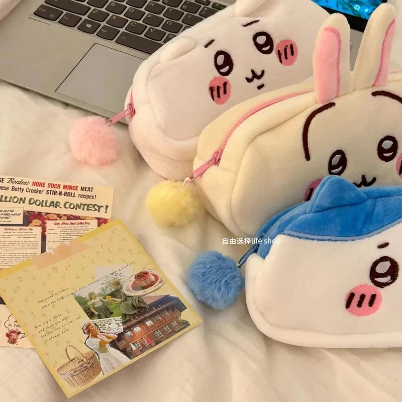 Kawaii Bunny Plush Pencil Case – Cute Soft Pen Bag