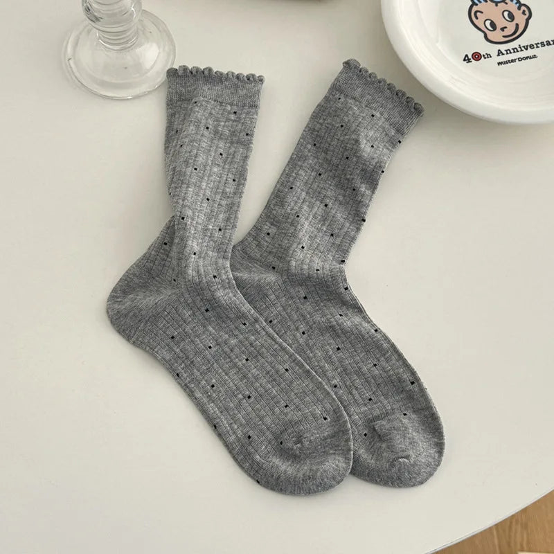 Women's Polka Dot Cotton Crew Socks – Soft Casual Everyday Socks