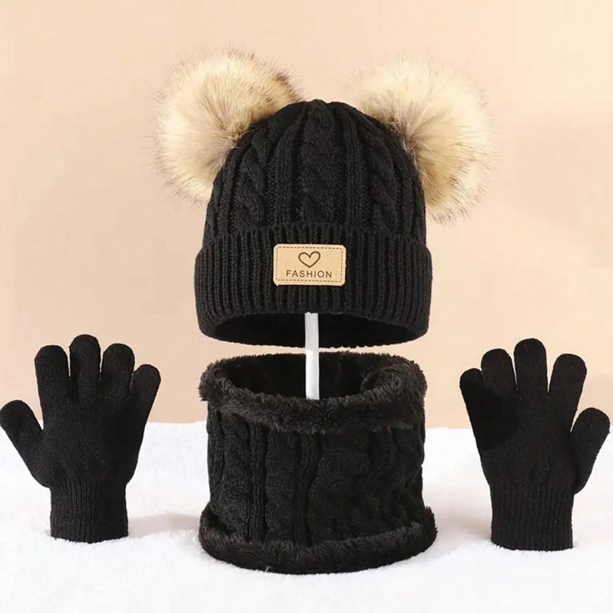 Kids Winter Knit Hat & Neck Warmer Set – Warm Cozy 2-Piece Set