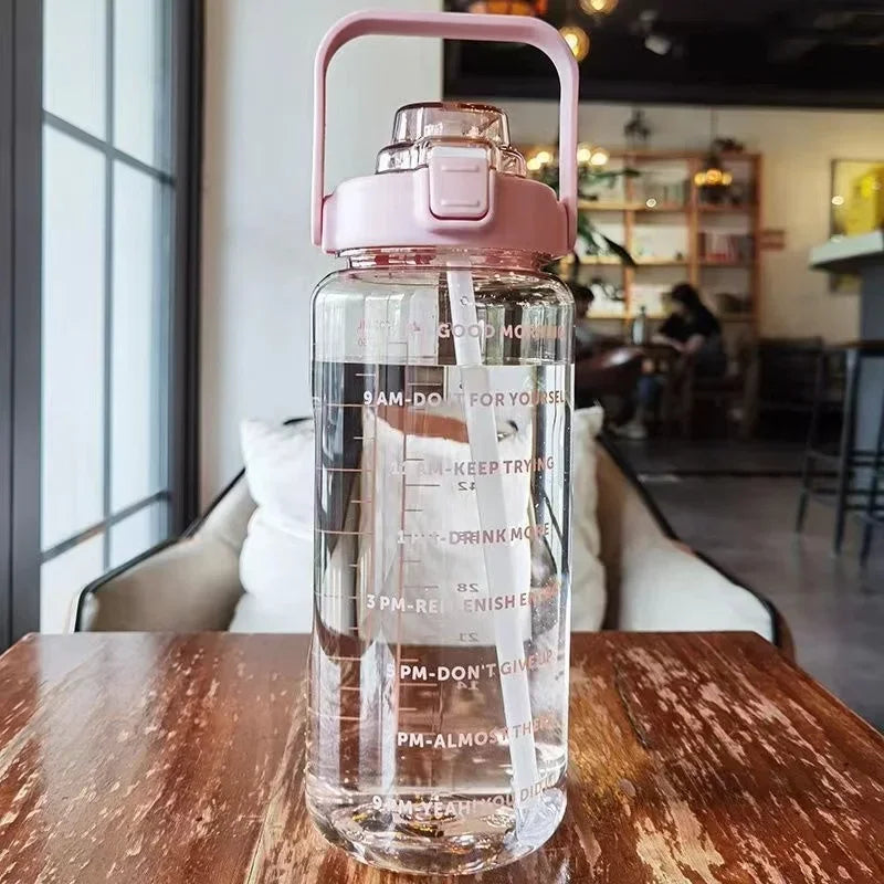 2L Large Capacity Water Bottle with Straw – Portable Sports & Travel Bottle