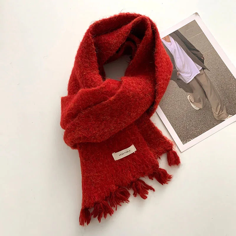 Women's Embroidered Knitted Winter Scarf – Warm Elegant Shawl