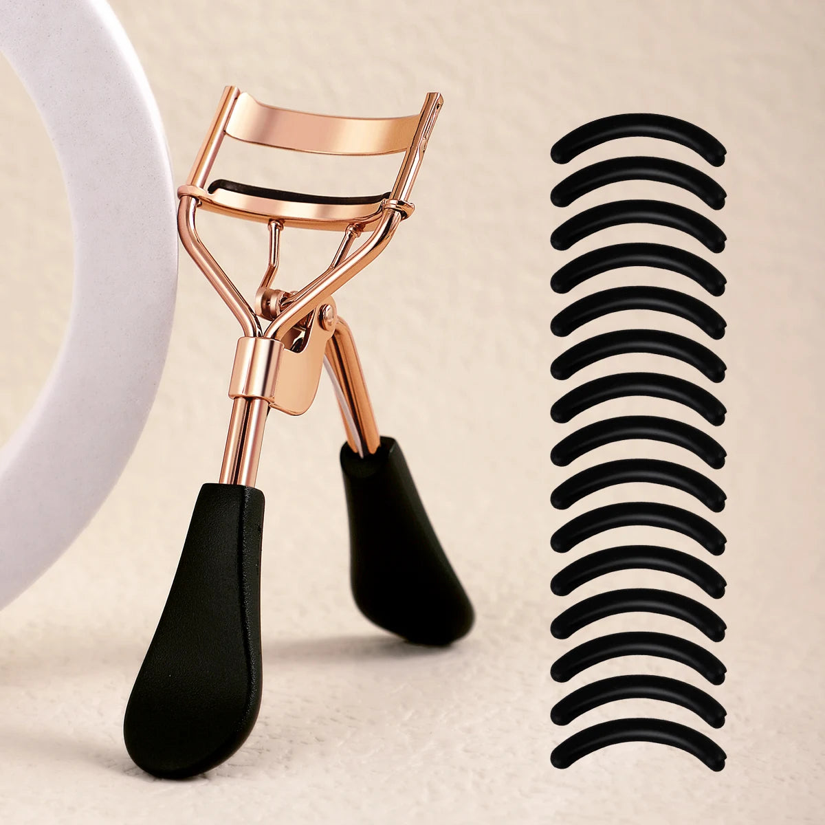 Portable Eyelash Curler with 15 Silicone Replacement Pads