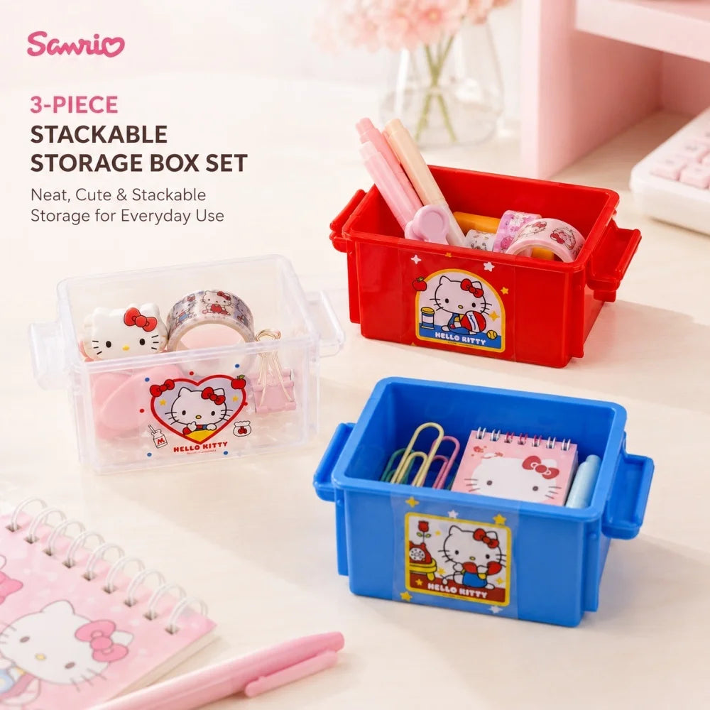 Genuine Sanrio Hello Kitty Stackable Storage Box Set