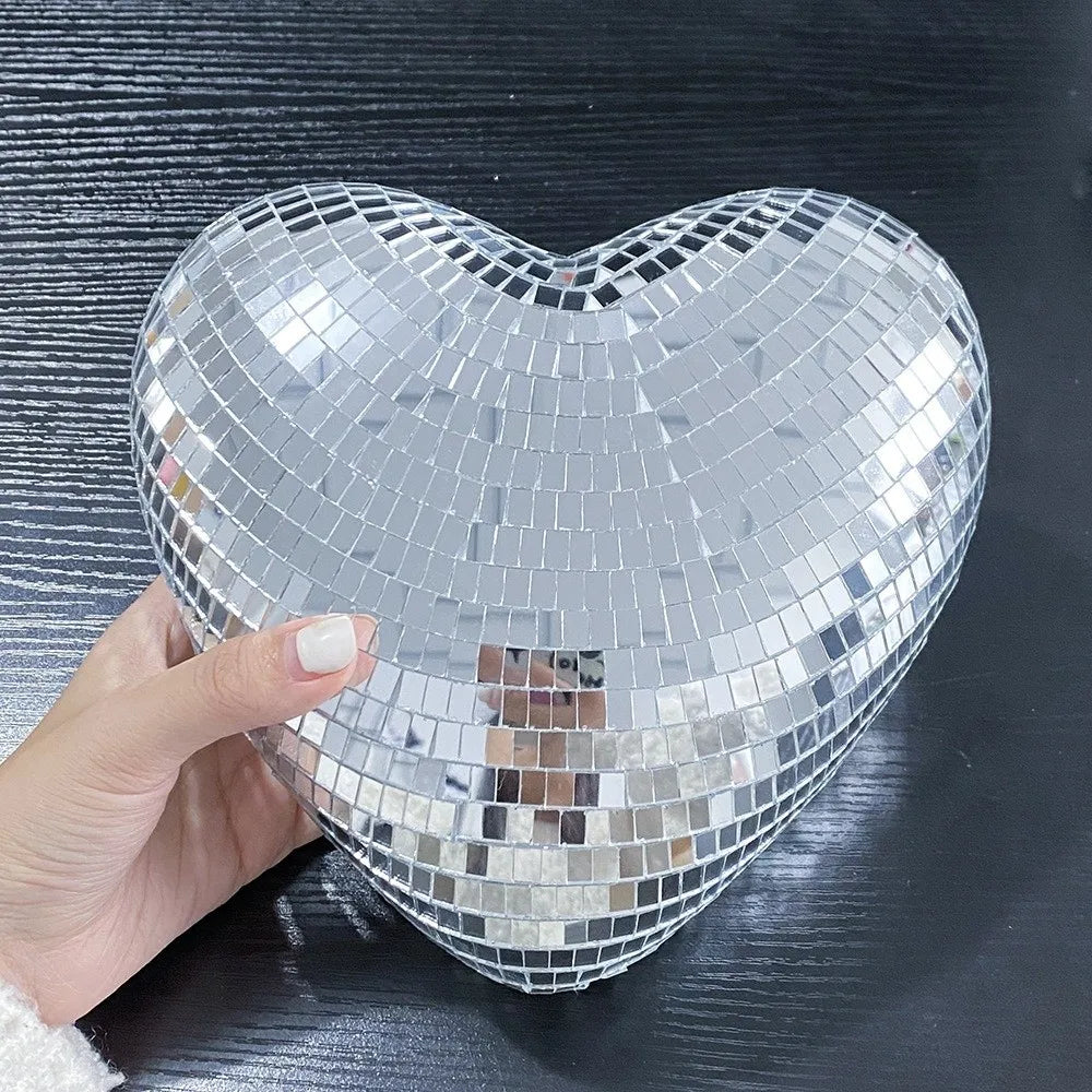 Heart-Shaped Mirror Disco Ball – Reflective Hanging Party Decor