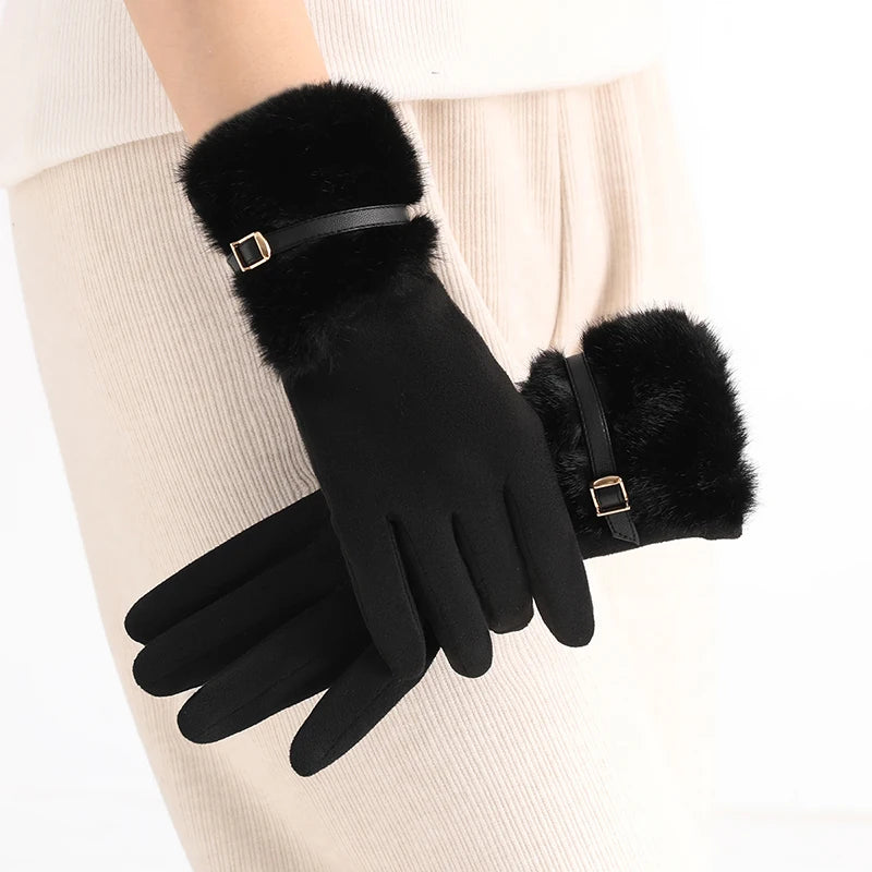 Women's Fleece-Lined Winter Gloves – Warm Windproof Touchscreen Gloves