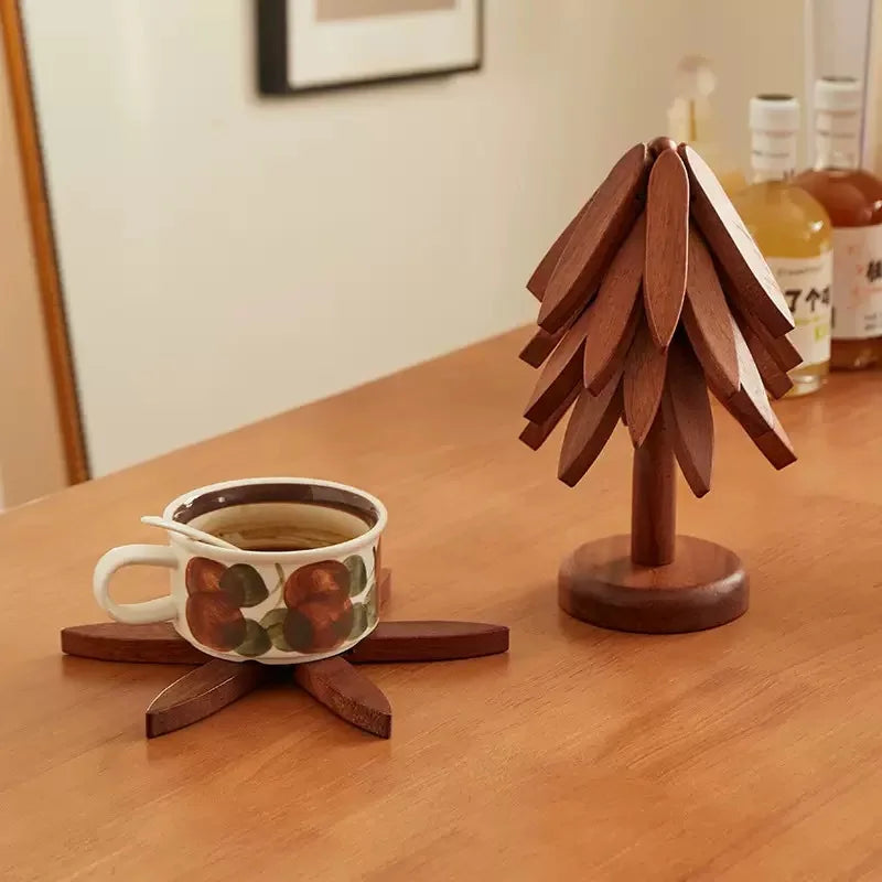 Wooden Christmas Tree Trivet – Heat Resistant Table Mat & Holiday Decor