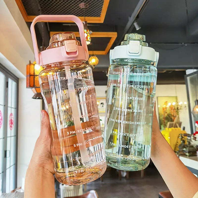 2L Large Capacity Water Bottle with Straw – Portable Sports & Travel Bottle