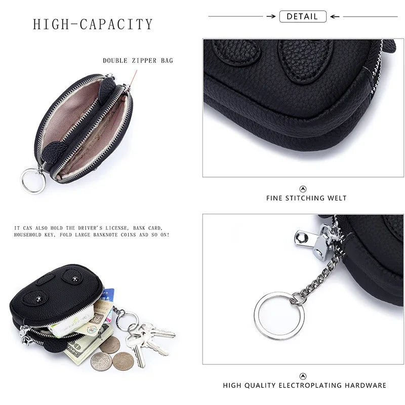 Women's Round Mini Coin Purse with Double Zipper