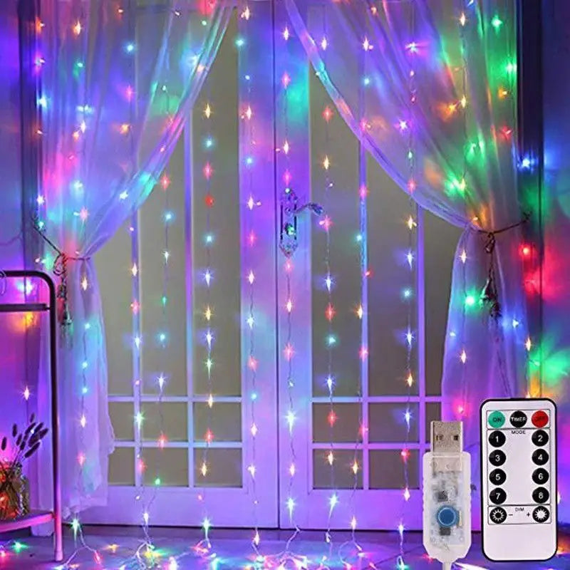 Christmas USB LED Curtain Fairy Lights – 8 Modes Holiday Window Decor