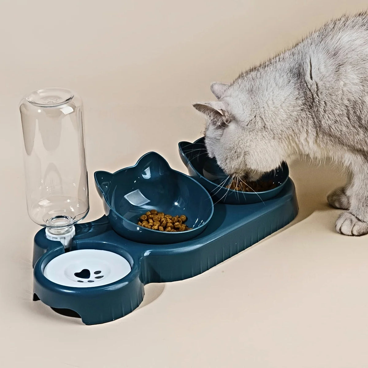 3-in-1 Pet Food and Water Bowl Set with Automatic Water Dispenser