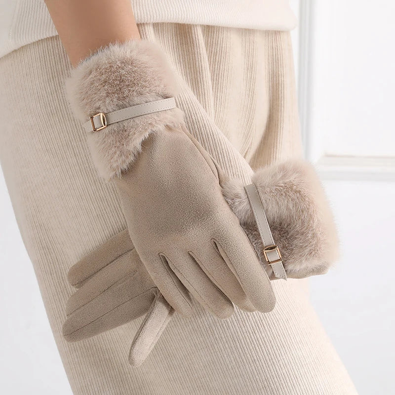 Women's Fleece-Lined Winter Gloves – Warm Windproof Touchscreen Gloves